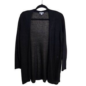 J. Jill Black Linen Blend Lightweight Open Front Cardigan Sweater Size Sp